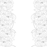 bordure de fleurs de pivoine vecteur