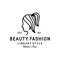 mode femme beauté avec style d'art en ligne.logo pour les entreprises dans l'industrie de la beauté, de la santé, de l'hygiène personnelle.logo d'un salon de beauté, industrie de la santé, maquilleur vecteur