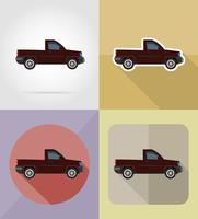 pick-up transport icônes plates vector illustration