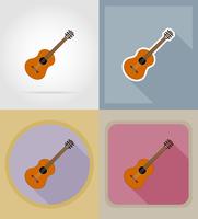 guitare acoustique icônes plates vector illustration