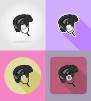 casque plat icônes de hockey vector illustration