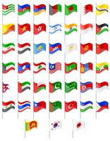 drapeaux des pays d&#39;Asie vector illustration