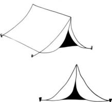 icône de jeu de tente. griffonnage dessiné à la main. , camp monochrome scandinave, minimalisme nordique vecteur