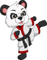 dessin animé mignon panda pratiquant le karaté