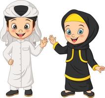 dessin animé heureux enfants arabes musulmans