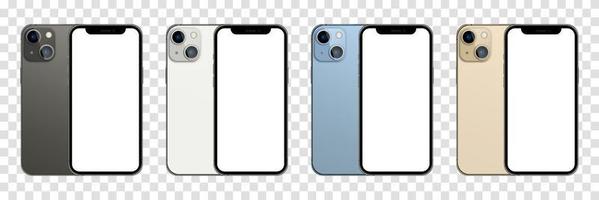 collection d'iphone 13 pro en quatre couleurs graphite, or, bleu sierra et argent. écran maquette iphone et téléphone arrière