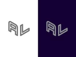lettre initiale al création de logo 3d minimaliste et moderne vecteur