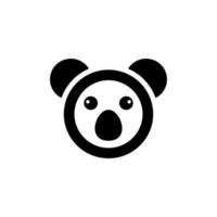 conception de logo vecteur visage rond koala avec style plat minimaliste en couleur noir et blanc