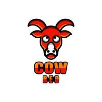 conception de logo vectoriel mascotte simple vache en couleur rouge
