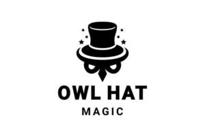 création de logo à double sens qui forme la magie du chapeau de hibou vecteur