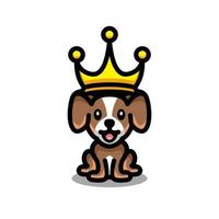 conception de logo vectoriel mascotte simple chien enfants avec couronne de rois