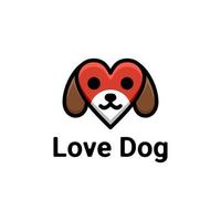 création de logo vectoriel mascotte simple d'amour à double sens et de chien de visage