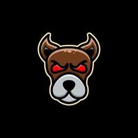 visage chien en arrière-plan noir, création de logo vectoriel dessin animé modifiable