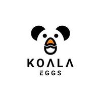 combinaison de koala et d'oeufs avec un style plat et minimaliste sur fond blanc, création de logo vectoriel modèle modifiable