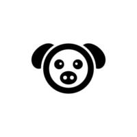 vecteur de conception de logo cochon visage rond avec un style plat minimaliste en couleur noir et blanc