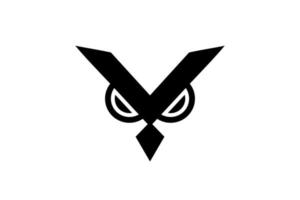 combinaison de conception de logo vectoriel face hibou et lettre y avec style d'art en ligne