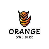 hibou de conception de logo de mascotte simple de couleur orange vecteur