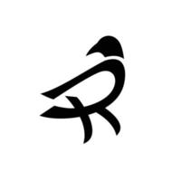combinaison d'oiseaux de corbeaux et lettre r avec sur fond blanc, conception de logo vectoriel plat minimaliste