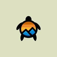 création de logo de dessin animé mascotte vecteur simple de combinaison tortue et montagne