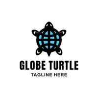 création de logo vectoriel mascotte simple de combinaison de tortue et de globe à double sens