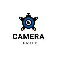 création de logo vectoriel mascotte simple d'une combinaison de tortue et d'un objectif de caméra à double sens