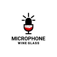 combinaison de conception de logo à double sens de microphone et verre à vin vecteur