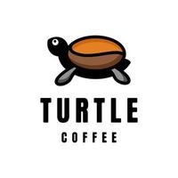 création de logo de dessin animé de mascotte vectorielle simple de combinaison de café et de tortue à double sens vecteur