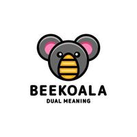 Combinaison d'abeilles à double sens avec koala en arrière-plan blanc, création de logo vectoriel modifiable