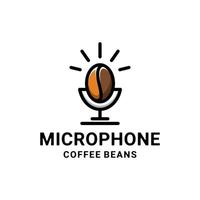 combinaison de conception de logo à double sens de microphone et de grains de café