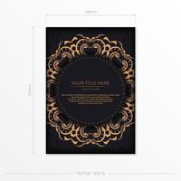 conception de carte d'invitation de luxe noir avec ornement indien vintage. peut être utilisé comme arrière-plan et fond d'écran. vecteur