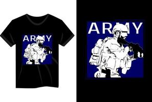 conception de t-shirt de maquette de soldat de l'armée vecteur