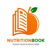 modèle de logo vectoriel de livre de nutrition. cette conception utilise le symbole orange. adapté à l'alimentation et sain.