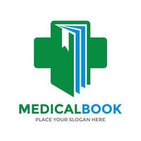 modèle de logo vectoriel de livre médical. cette conception utilise un symbole de croix. adapté à la santé.