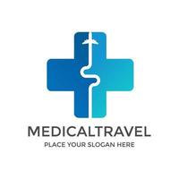 modèle de logo vectoriel de voyage médical. cette conception utilise le symbole de l'avion. adapté à la santé.