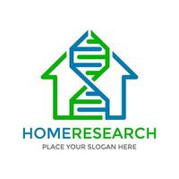 modèle de logo vectoriel de recherche à domicile. cette conception utilise l'ADN ou le symbole chromosomique. adapté à la science ou aux affaires médicales.