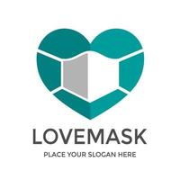 modèle de logo vectoriel de masque d'amour. cette conception utilise un symbole de protection. adapté pour le médical.