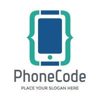 modèle de logo vectoriel de code de téléphone. cette conception utilise le symbole mobile. adapté à la technologie ou au développeur.