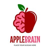 modèle de logo vectoriel pomme cerveau. cette conception utilise le symbole des fruits. approprié pour la nourriture et la connaissance.
