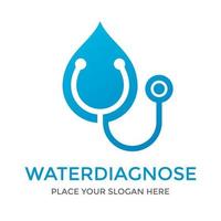 modèle de logo vectoriel de diagnostic de l'eau. cette conception utilise le symbole du stéthoscope. convient pour naturel ou médical.