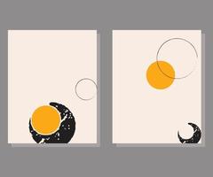 affiches abstraites du soleil et de la lune. arrière-plans contemporains.eps vecteur