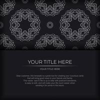 conception de carte d'invitation de luxe noir avec ornement indien vintage. peut être utilisé comme arrière-plan et fond d'écran. éléments vectoriels élégants et classiques prêts pour l'impression et la typographie. vecteur