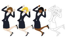 définir la célébration de saut de femme d'affaires mignonne. illustration vectorielle de tout le corps vecteur