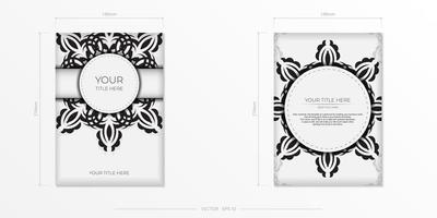 modèle de carte d'invitation rectangulaire blanche luxueuse avec des ornements indiens vintage. éléments élégants et classiques prêts pour l'impression et la typographie. illustration vectorielle. vecteur