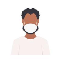 garçon afro-américain en masque. un homme noir dans un respirateur. vecteur. vecteur