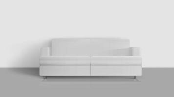 canapé blanc réaliste. canapé blanc dans une pièce vide. élément de design d'intérieur. illustration vectorielle. vecteur