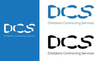 vecteur de logo bleu et noir de construction dcs tranché.