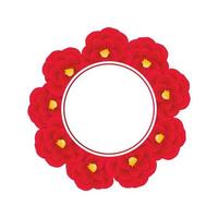 couronne de bannière de fleur de camélia rouge vecteur