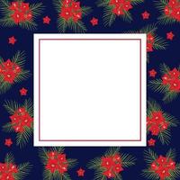 Fleur de vigne de cyprès sur la carte de bannière bleue de Noël vecteur