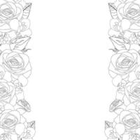 bordure de contour de fleur de rose et d'iris vecteur