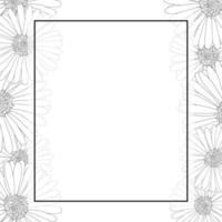 aster, bordure de carte de bannière de contour de fleur de marguerite vecteur